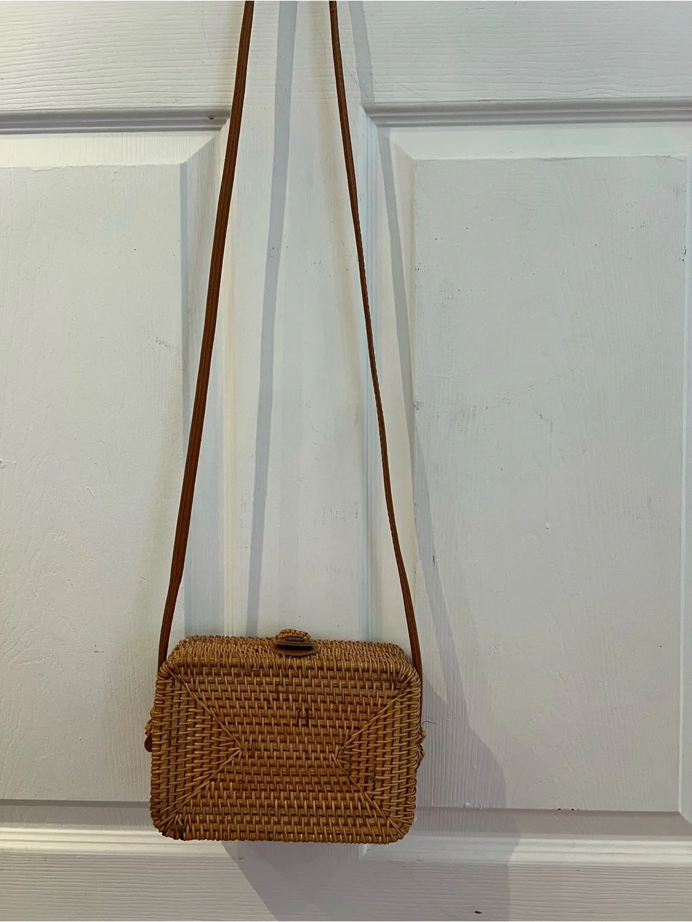 Woven Straw Crossbody Bag in Brown - Women's Shoulder Bag